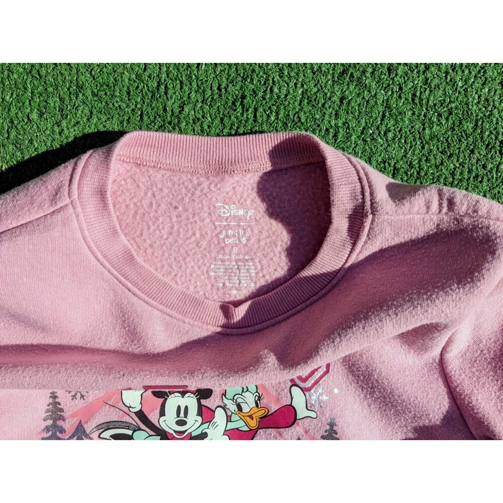 Let's Go Outside Minnie Mouse+Daisy Duck Disney Girls Sz 8 Pink Sweatshirt EUC